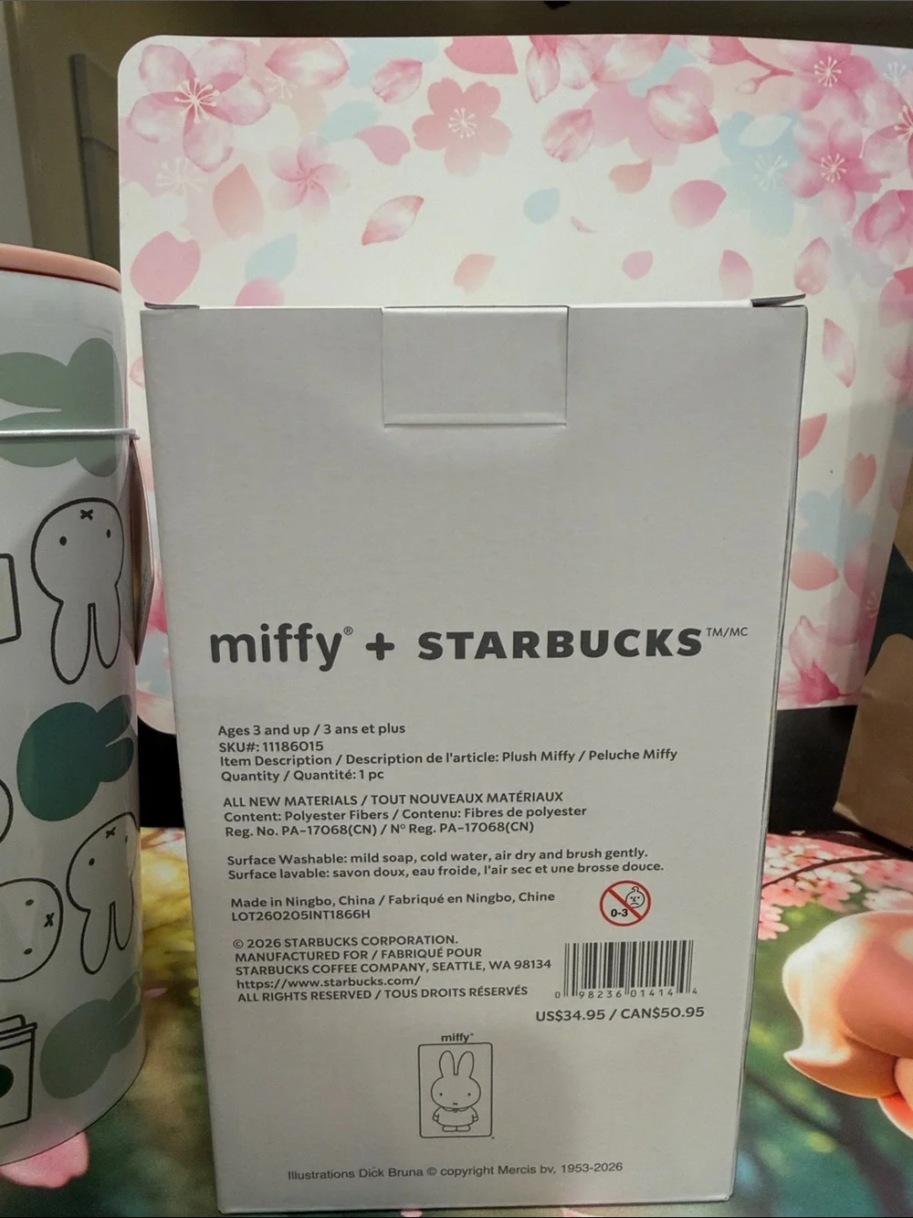 Starbucks x Miffy Gift Set 26oz tumbler & Miffy plush w/ Pink and Green Accents - Picture 7 of 10